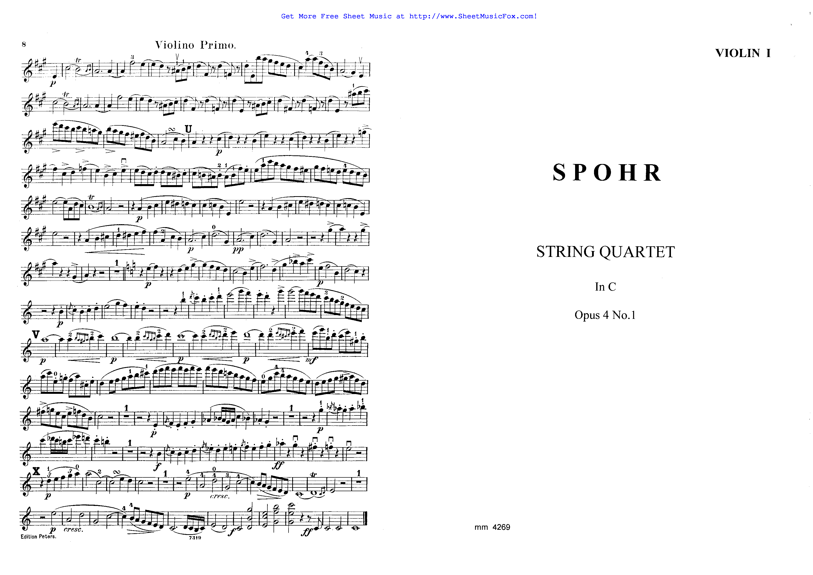 Free sheet music for 2 String Quartets, Op.4 (Spohr, Louis) by Louis Spohr