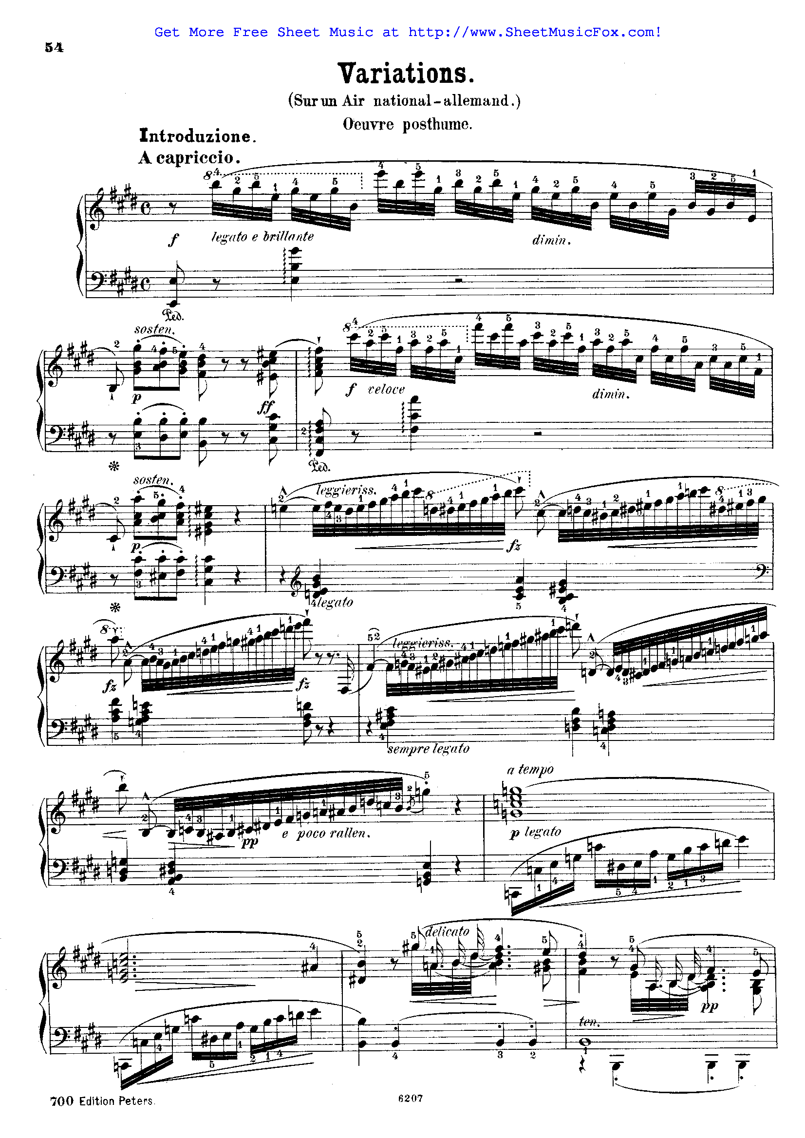 Free sheet music for Variations sur un air national allemand, B.14