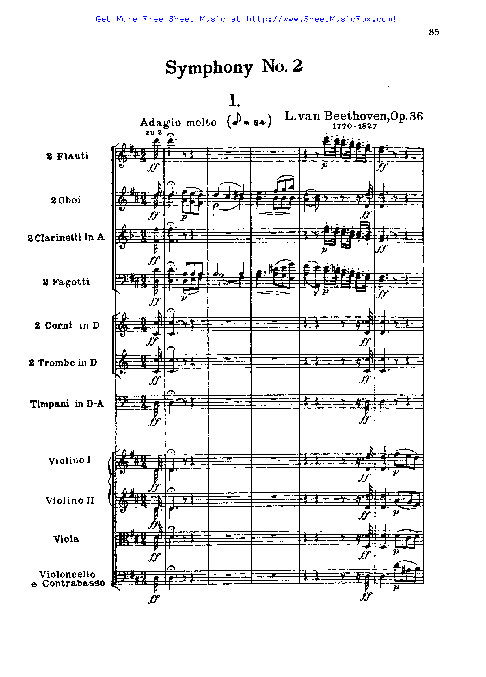 Symphony No.2, Op.36 (Beethoven, Ludwig van) sheet music.