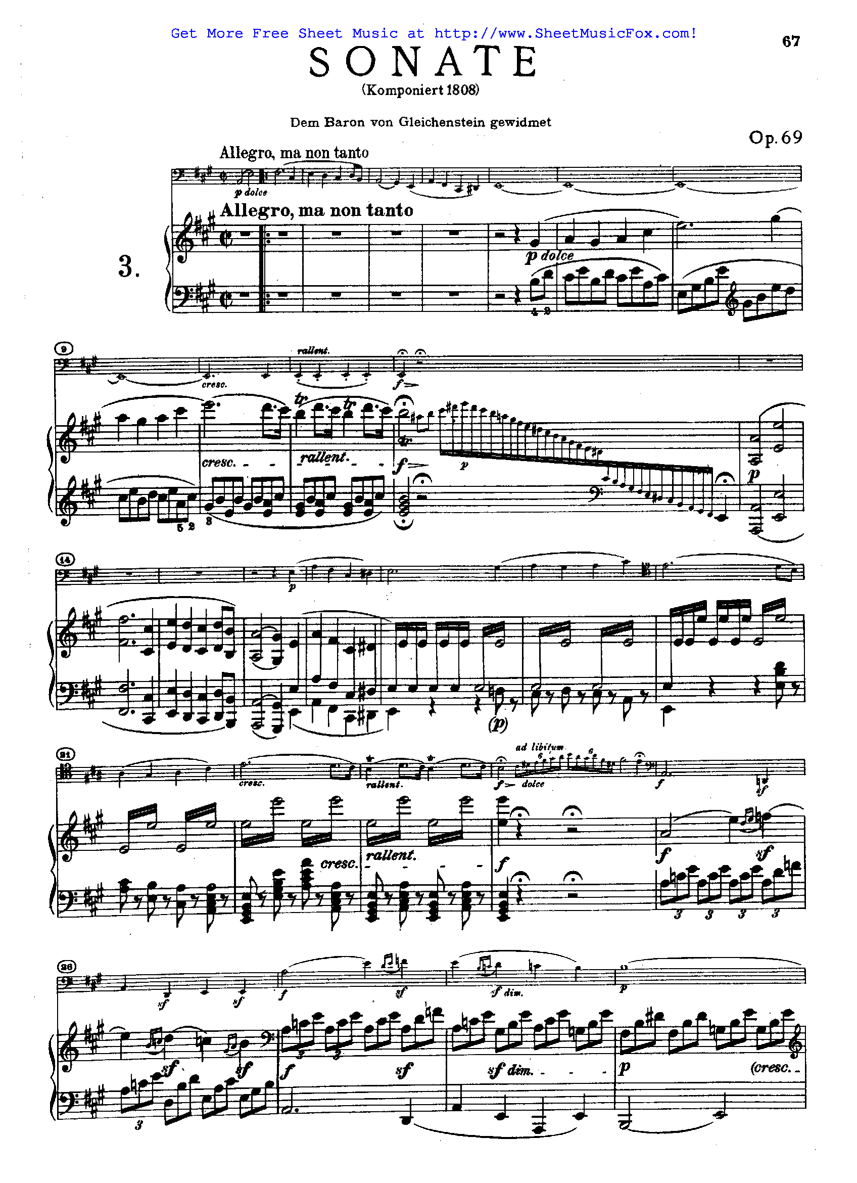 Beethoven Cello Sonata Op. 69 Program Notes