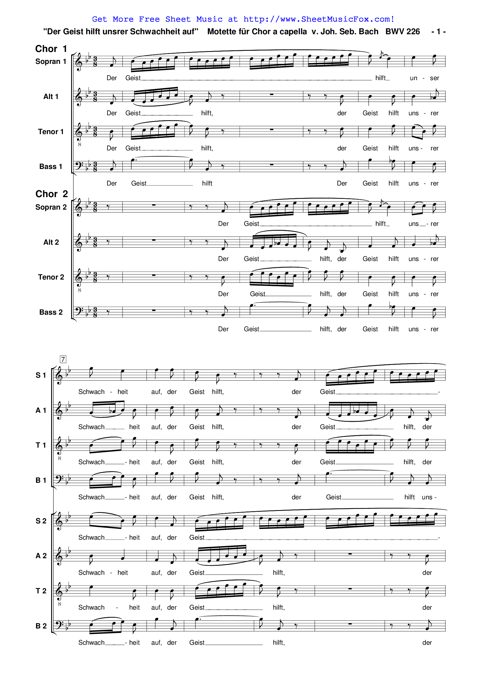 Free sheet music for Der Geist hilft unsrer Schwachheit auf, BWV 226 ...